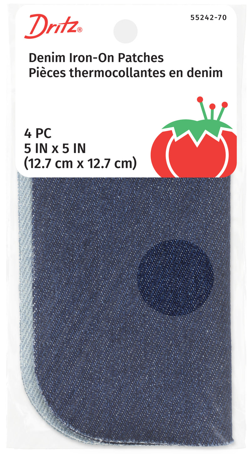 Cargue la imagen en el visor de la galería, 55242-70|Dritz Denim Iron-On Patches, 5" x 5", Assorted, 4 pc
