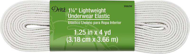 Cargue la imagen en el visor de la galería, 9582W|Dritz 1-1/4" Lightweight Underwear Elastic, White, 4 yd