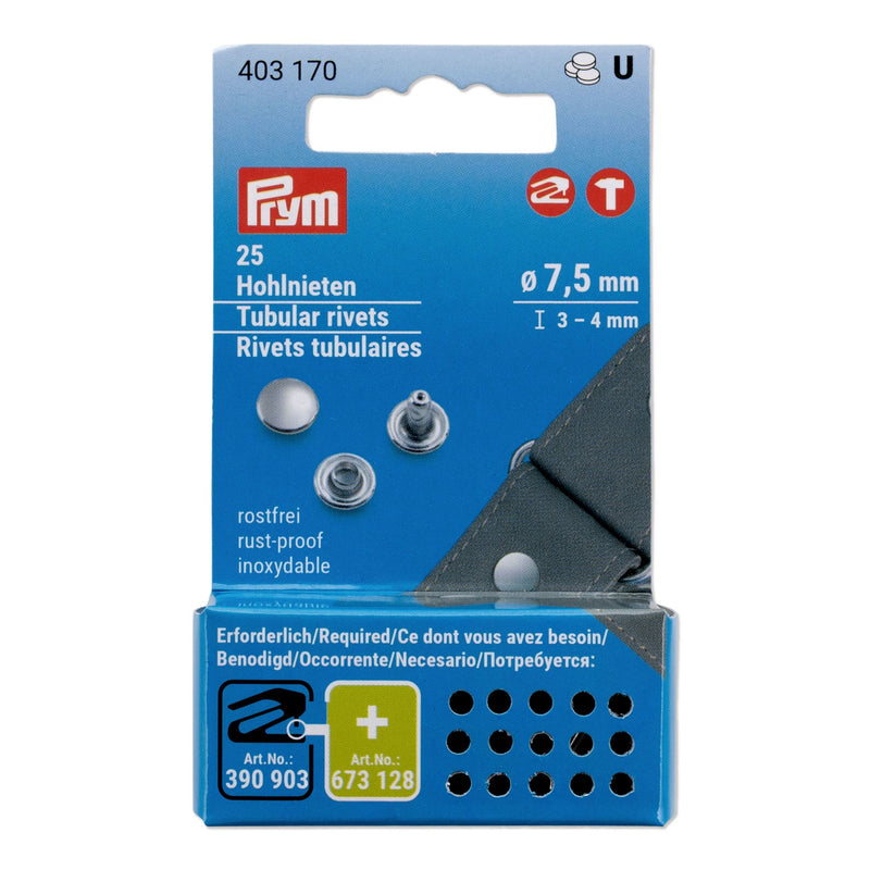 Load image into Gallery viewer, 403170|Prym RIVETS Tubular 7.5 mm /3-4 mm refill silver 25pc