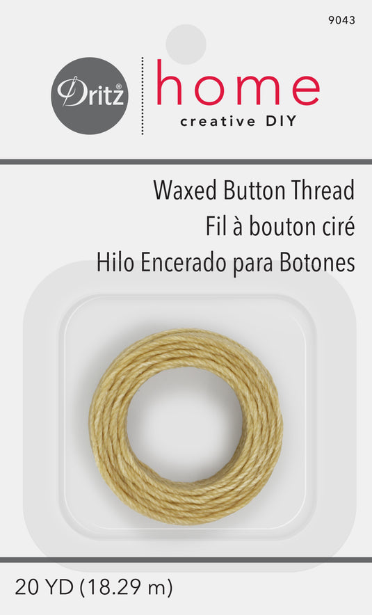 9043|Dritz Waxed Button Thread, Natural, 20 yd