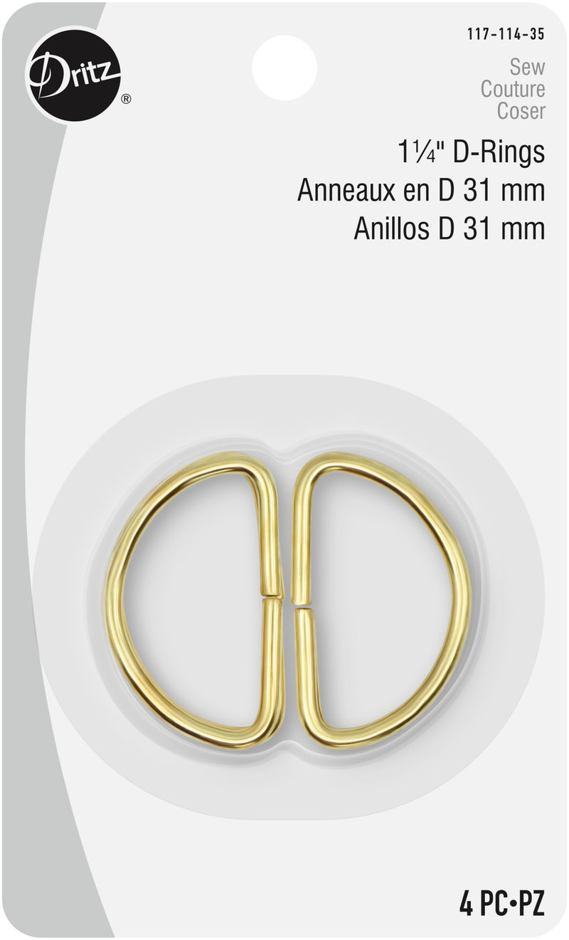 Load image into Gallery viewer, 117-114-35|Dritz 1-1/4" D-Rings, Gilt, 4 pc