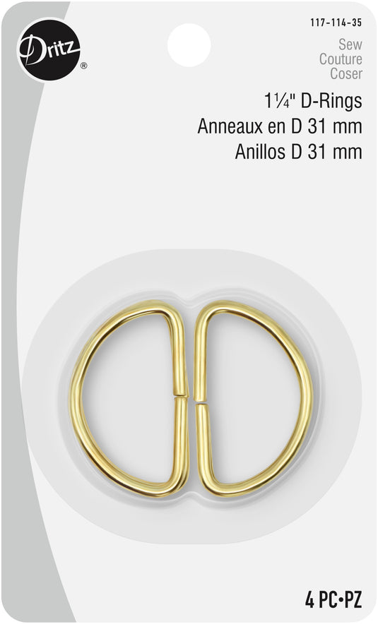 117-114-35|Dritz 1-1/4" D-Rings, Gilt, 4 pc