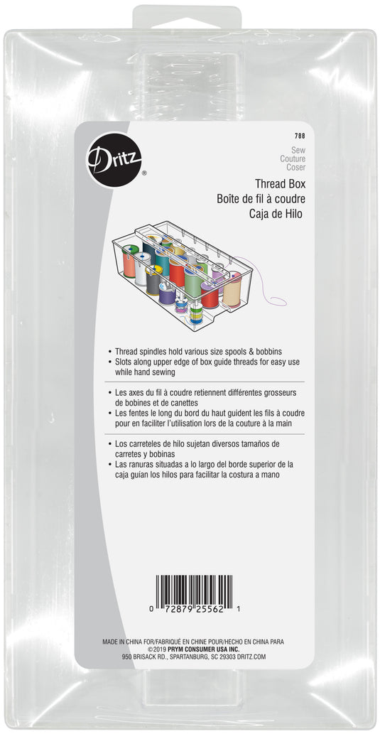 788|Dritz Thread Box for Spools and Bobbins, Clear