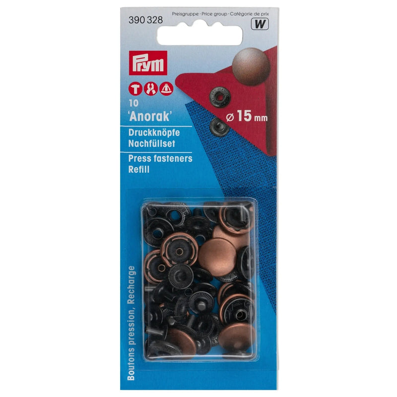 Load image into Gallery viewer, 390328|Prym ANORAK 15 mm refill antique copper 10pc