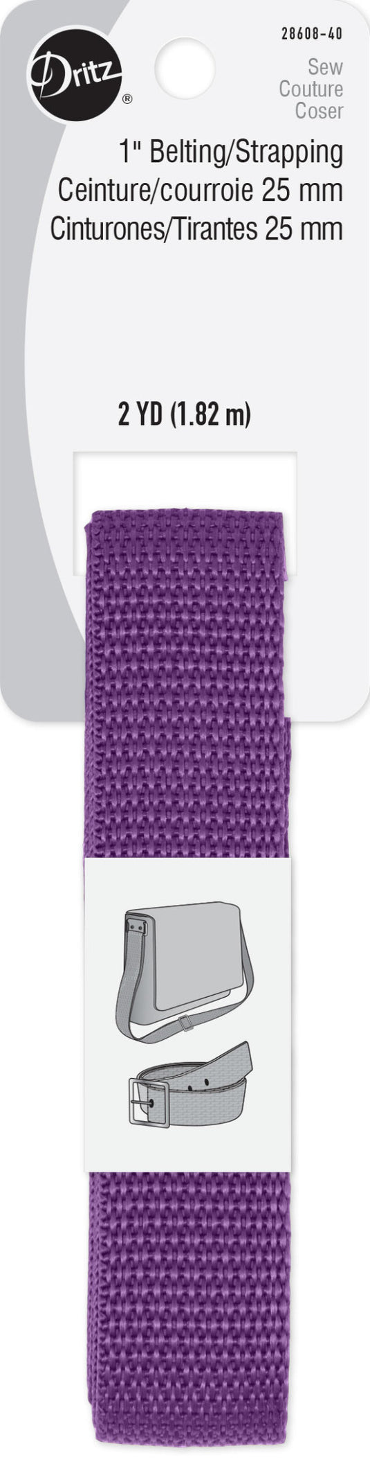 28608-40|Dritz 1" Polypro Belting & Strapping, Purple, 2 yd