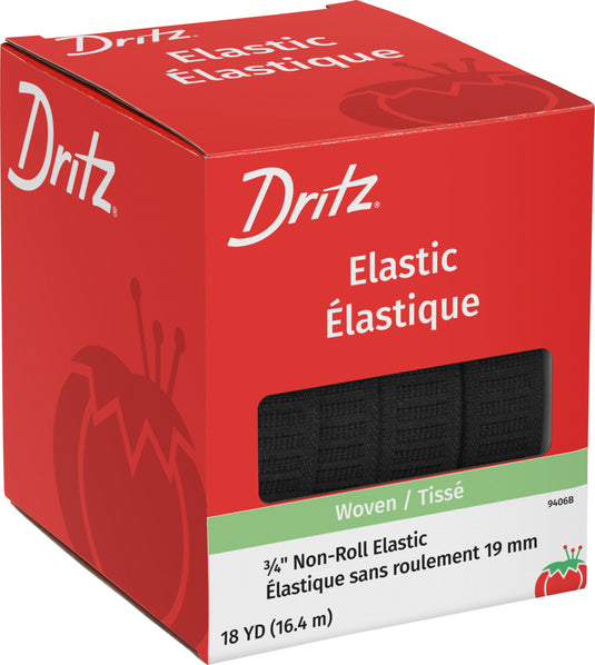 9406B|Dritz 3/4" Non-Roll Elastic, Black, 18 yd