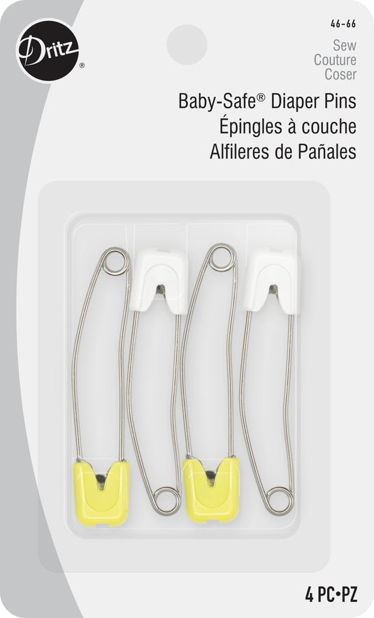 46-66|Dritz Pastel Baby-Safe Diaper Pins, 4 Count, Assorted Colors