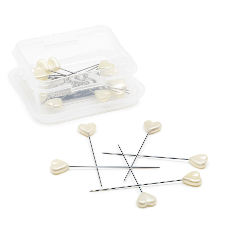 Load image into Gallery viewer, 139|Dritz 2-1/8" Heart Pearlized Pins, White, 20 pc