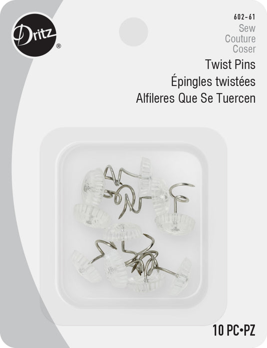 602-61|Dritz Twist Pins, Clear, 10 pc