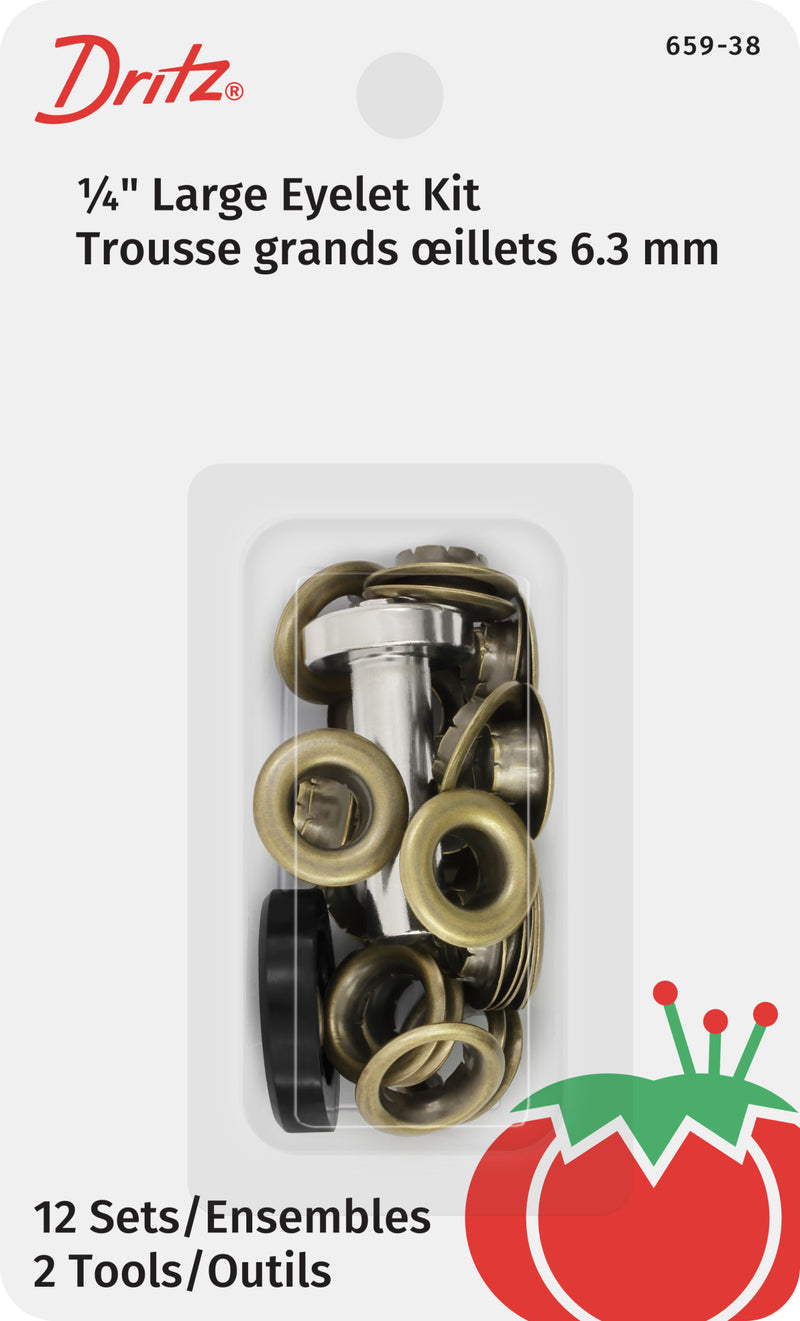 Load image into Gallery viewer, 659-38|Dritz 1/4" Large Eyelets &amp; Tools, 12 Sets, Brass