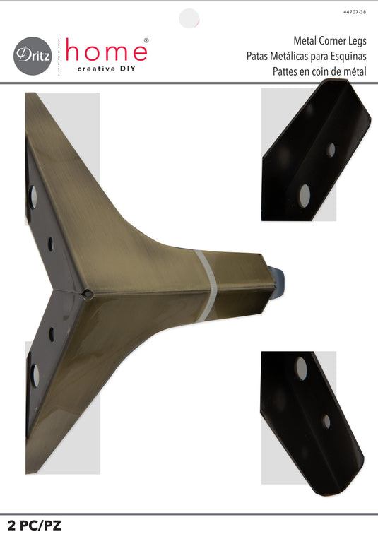 44707-38|Dritz Metal Corner Legs, Antique Brass, 2 pc
