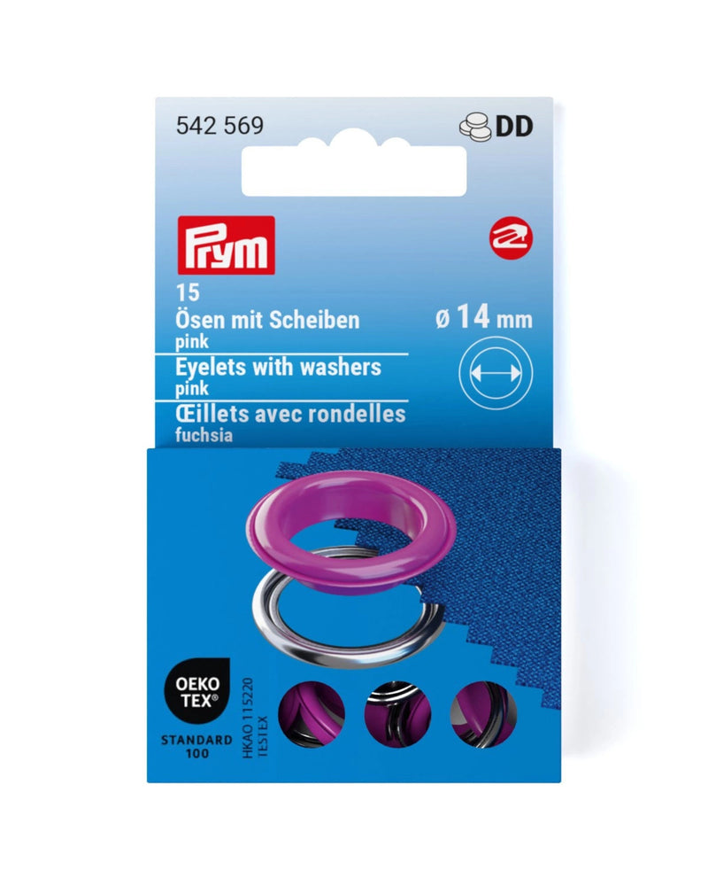Load image into Gallery viewer, 542569|Prym Eyelets with washers 14 mm pink 15pc