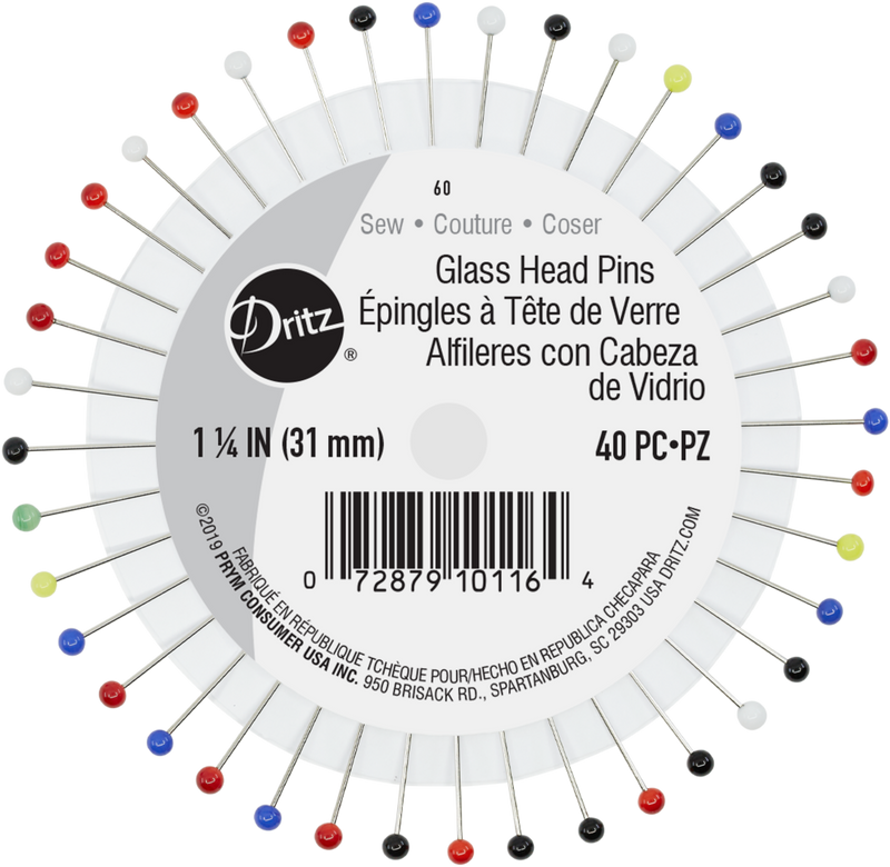 Load image into Gallery viewer, 60|Dritz 1-1/4" Glass Head Pins, Assorted, 40 pc