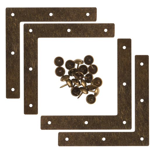 44789-38|Dritz Smooth Campaign Hardware Corners, Large, Antique Brass, 4 pc