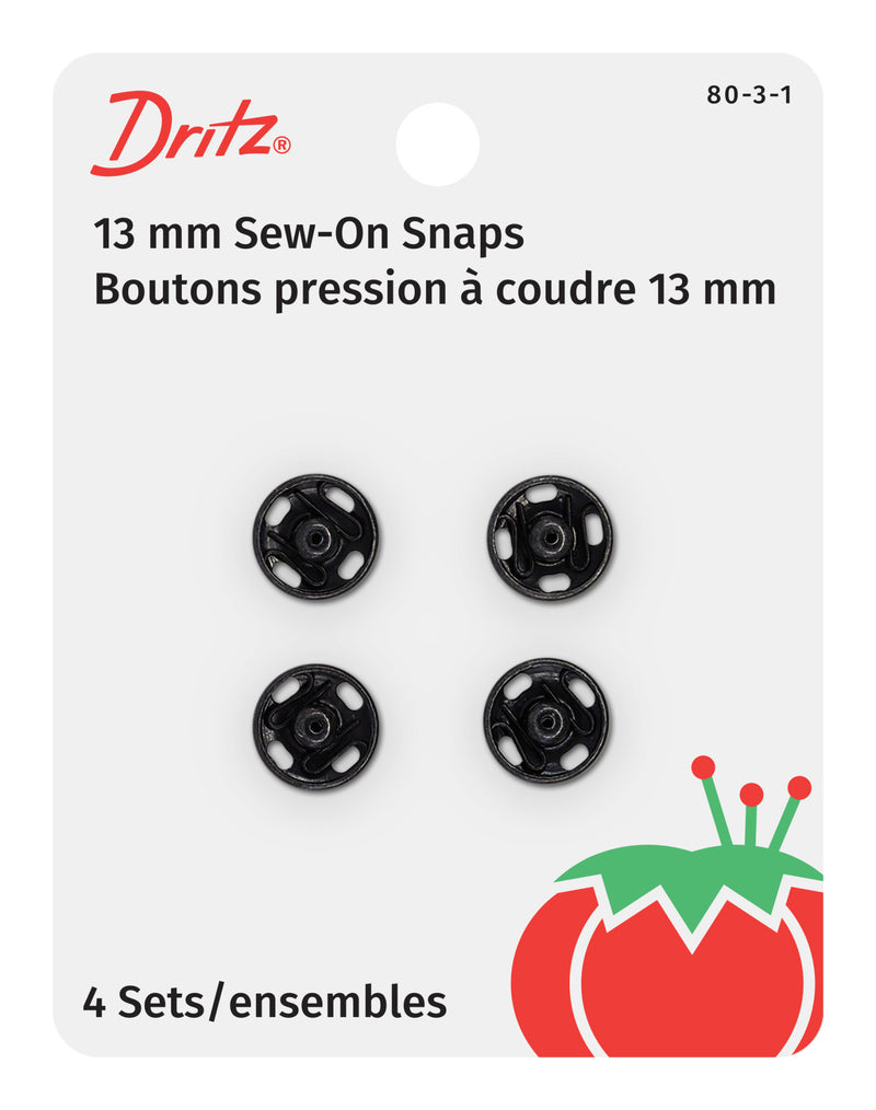 Load image into Gallery viewer, 80-3-1|Dritz Sew-On Snaps, 4 Sets, Size 3, Black