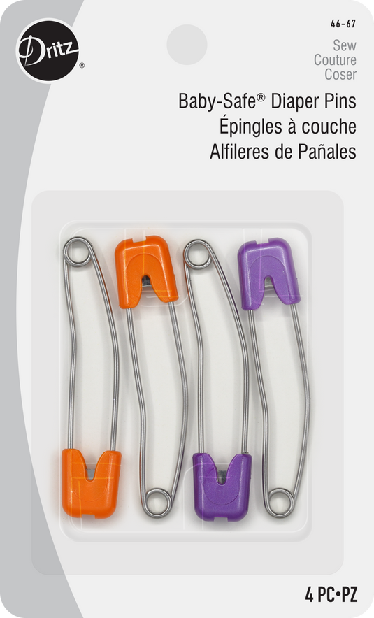 46-67|Dritz Bright Baby-Safe Diaper Pins, 4 Count, Assorted Colors