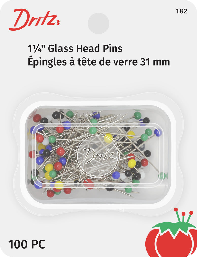 Load image into Gallery viewer, 182|Dritz 1-1/4" Glass Head Pins, Assorted, 100 pc