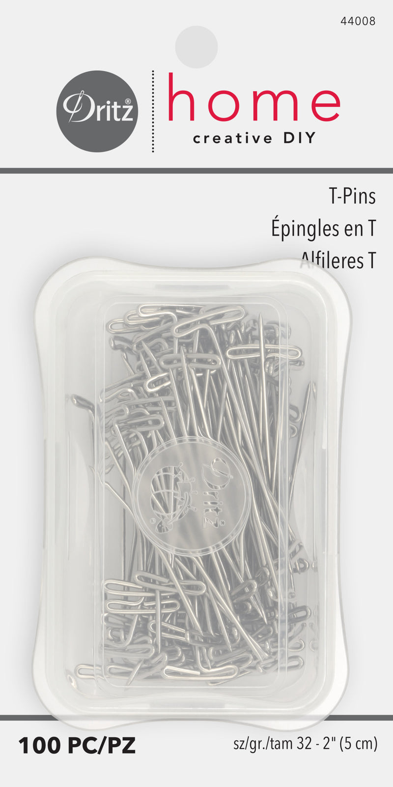 Cargue la imagen en el visor de la galería, 44008|Dritz 2" T-Pins, Nickel, 100 pc