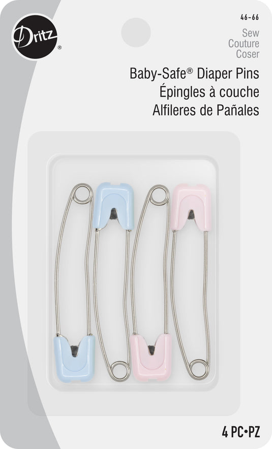 46-66|Dritz Pastel Baby-Safe Diaper Pins, 4 Count, Assorted Colors