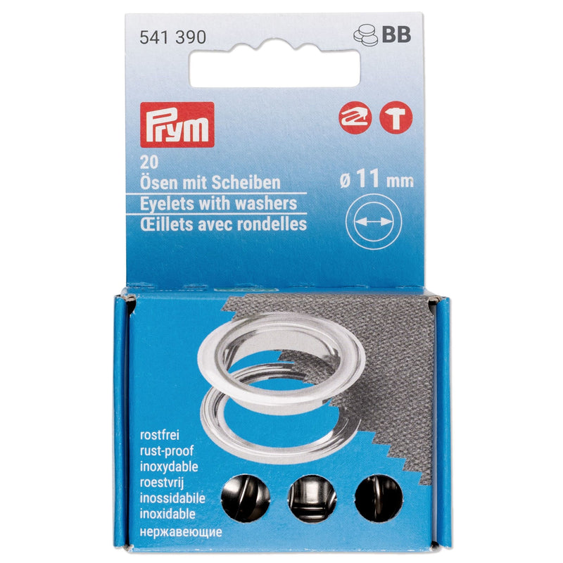 Load image into Gallery viewer, 541390|Prym Eyelets with washers 11 mm Silver 20pc