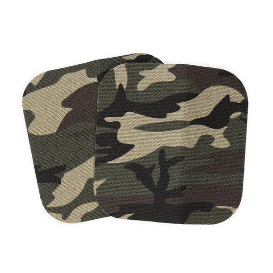 55246-80|Dritz Heavy Canvas Iron-On Patches, 5" x 5", 2 pc, Camo Green