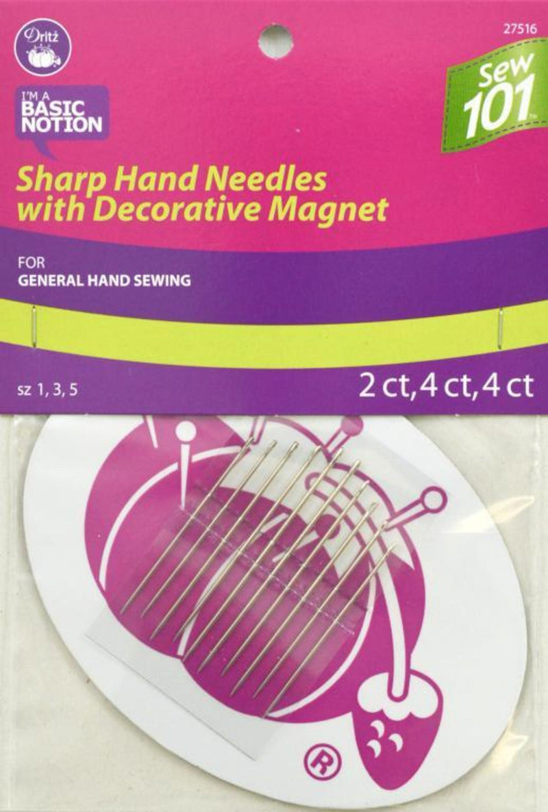 Load image into Gallery viewer, 27516|Dritz Sew 101 Sharps Hand Needles with Decorative Magnet, 10 Count, Assorted Sizes: 1, 3 and 5