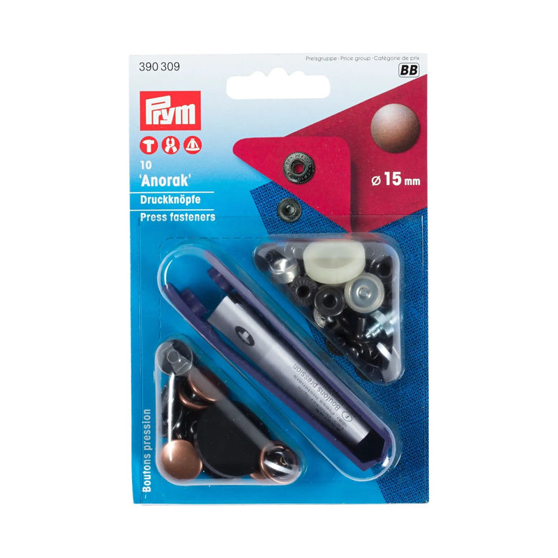 Load image into Gallery viewer, 390309|Prym ANORAK 15 mm antique copper with tools 10 pcs