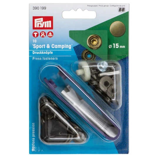 390199|Prym SPORT 15 mm antique brass with tools 10pc