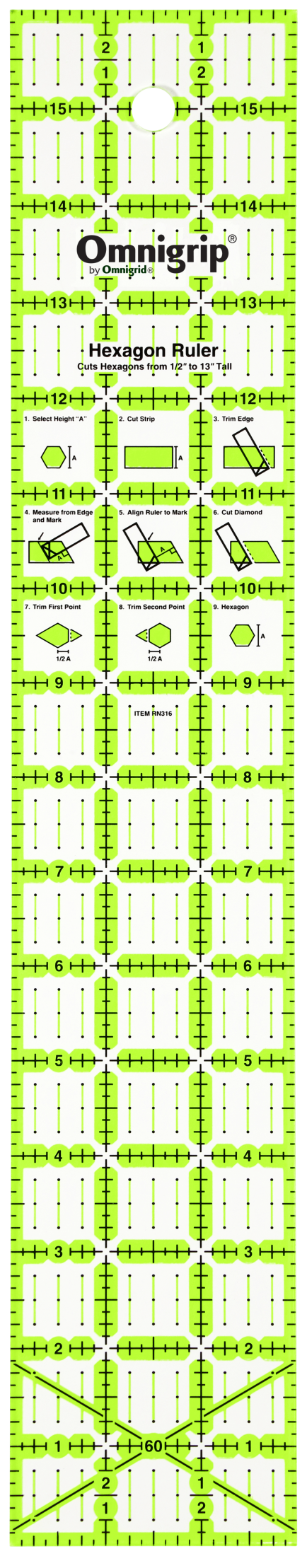 Load image into Gallery viewer, RN316|Omnigrid Omnigrip Non-Slip Hexagon Ruler, 3" x 16"