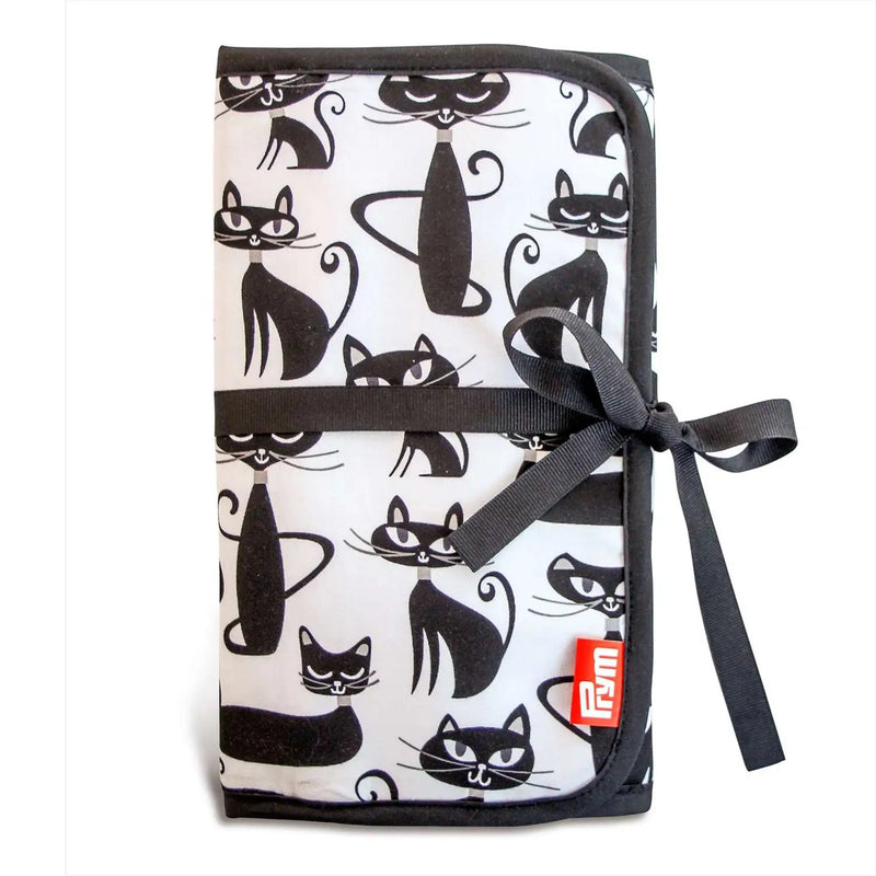 Load image into Gallery viewer, 612088|Prym Needle &amp; Crochet Hook Roll-Up Storage Case, Black Cats