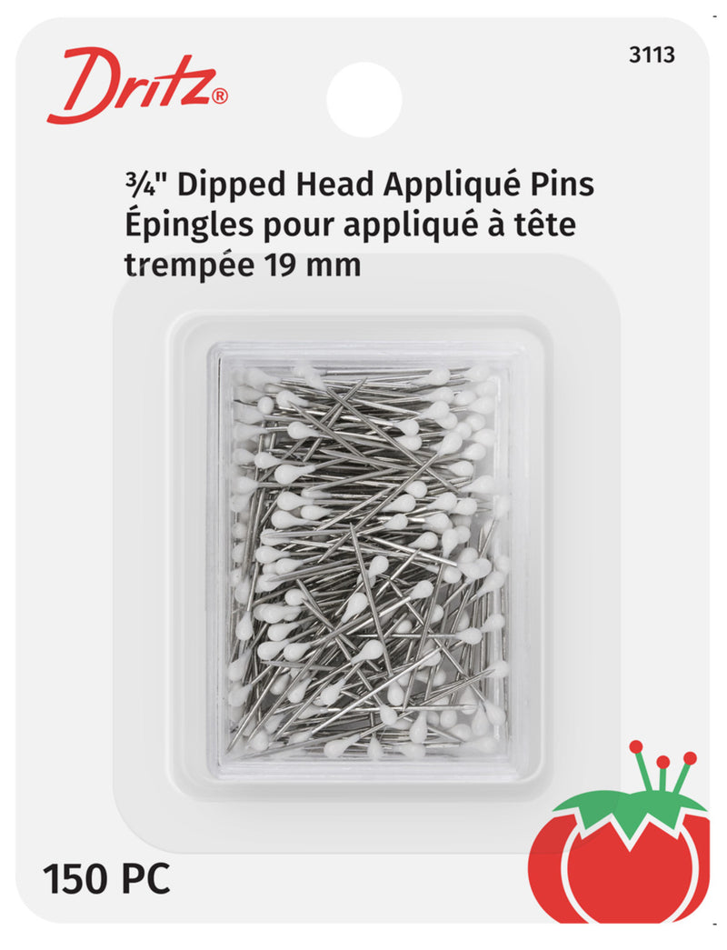 Load image into Gallery viewer, 3113|Dritz 3/4" Dipped Head Applique Pins, White, 150 pc