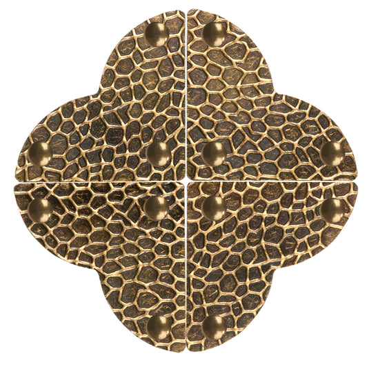 44798-38|Dritz Textured Quatrefoil Corners, Small, Antique Brass, 4pc