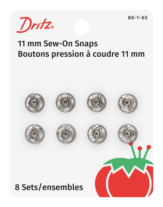 80-1-65|Dritz Sew-On Snaps, 8 Sets, Size 1, Nickel