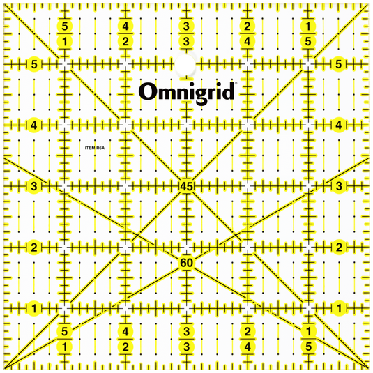 R6A|Omnigrid Square Ruler with Angles, 6" x 6"