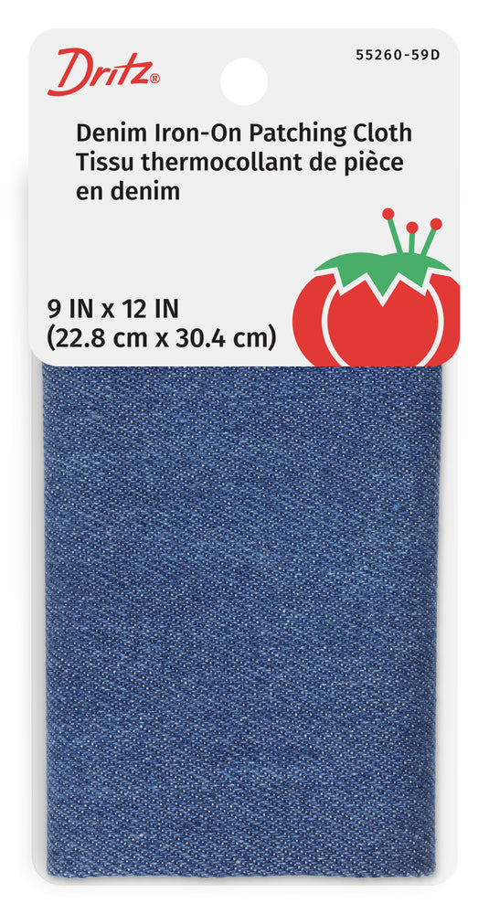55260-59D|Dritz Denim Iron-On Patches, 9" x 12", Faded Blue