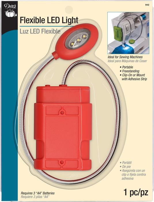 942|Dritz Flexible LED Light, Free-Standing and Clip-On, Assorted Colors