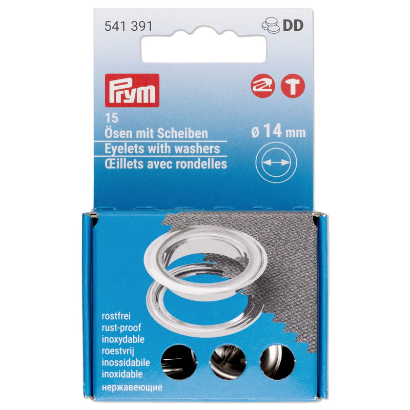 Load image into Gallery viewer, 541391|Prym Eyelets with washers 14 mm silver 15pc