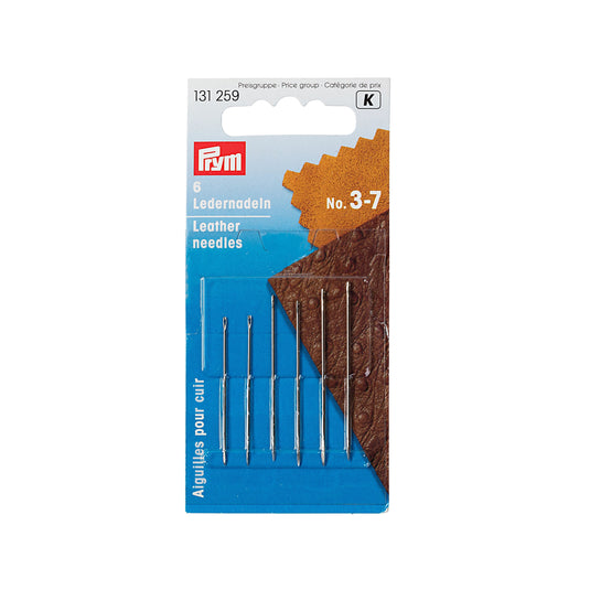 131259|Prym Leather Hand Needles, No. 3-7, 6 pc