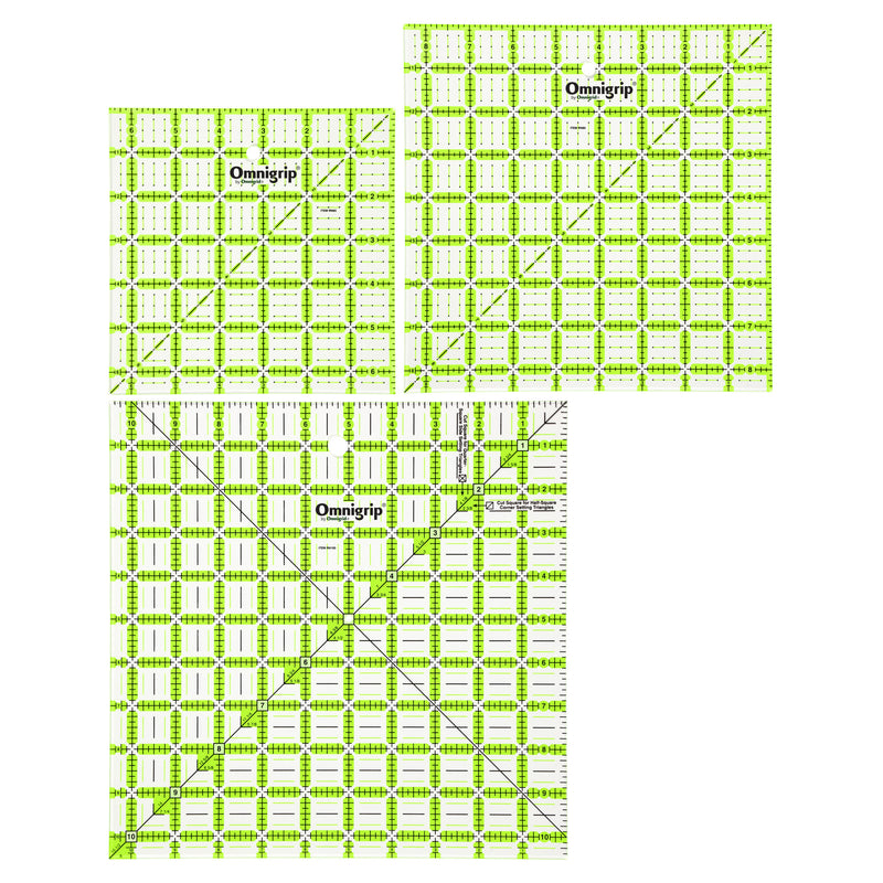 Load image into Gallery viewer, RN65105S|Omnigrid Omnigrip Non-Slip Square Ruler Value Pack (6-1/2", 8-1/2", 10-1/2")