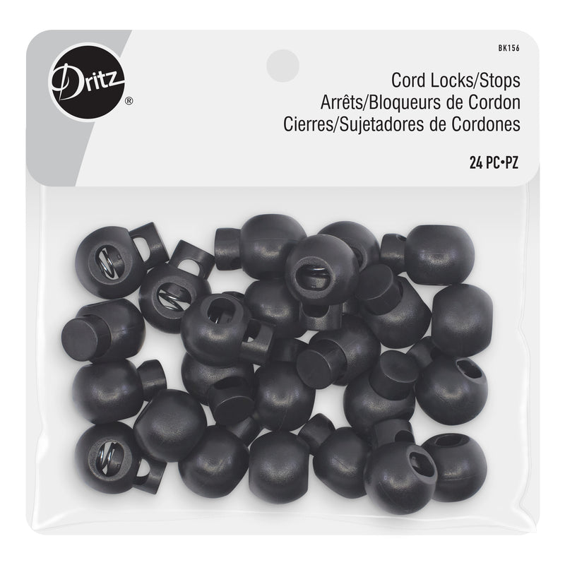 Load image into Gallery viewer, BK156|Dritz Cord Locks/Stops, Black, 24 pc