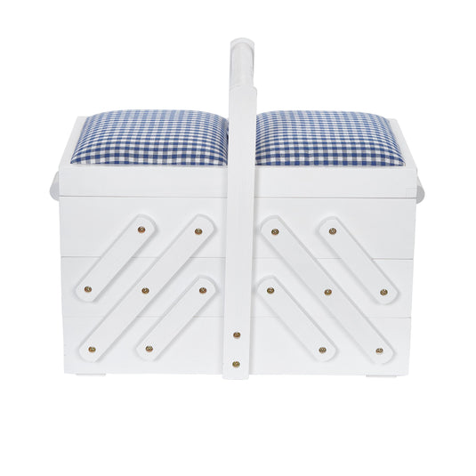 612578|Prym White Wood Sewing Box With Fabric