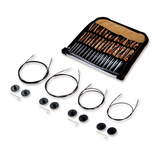 223800|Prym Circular Knitting Needles Set, Interchangeable , Wood, 4-10mm