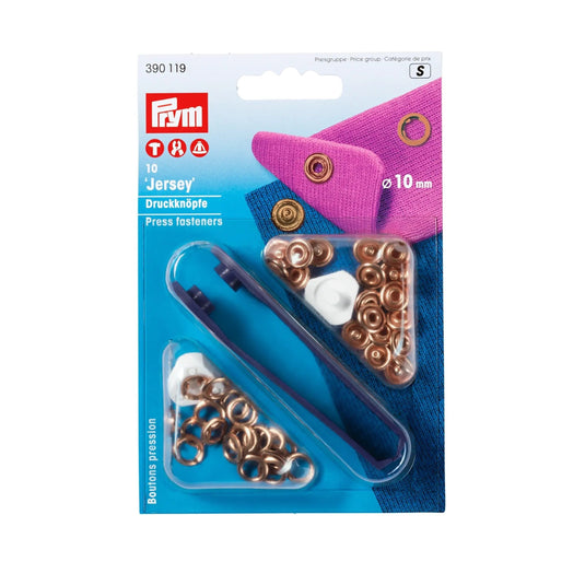 390119|Prym JERSEY 10 mm copper-plated with tools 10pc