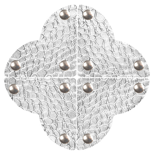 44798-65|Dritz Textured Quatrefoil Corners, Small, Nickel, 4pc
