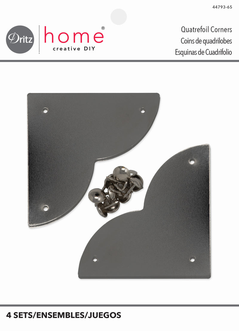 Load image into Gallery viewer, 44793-65|Dritz Smooth Quatrefoil Corners, Large, Nickel, 4 pc