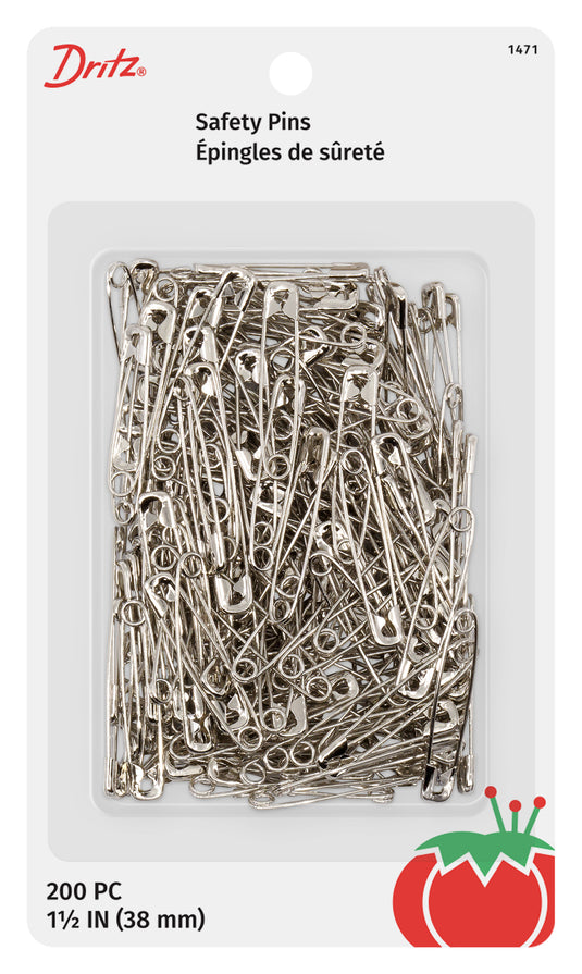 1471|Dritz 1-1/2" Safety Pins, Nickel, 200 pc