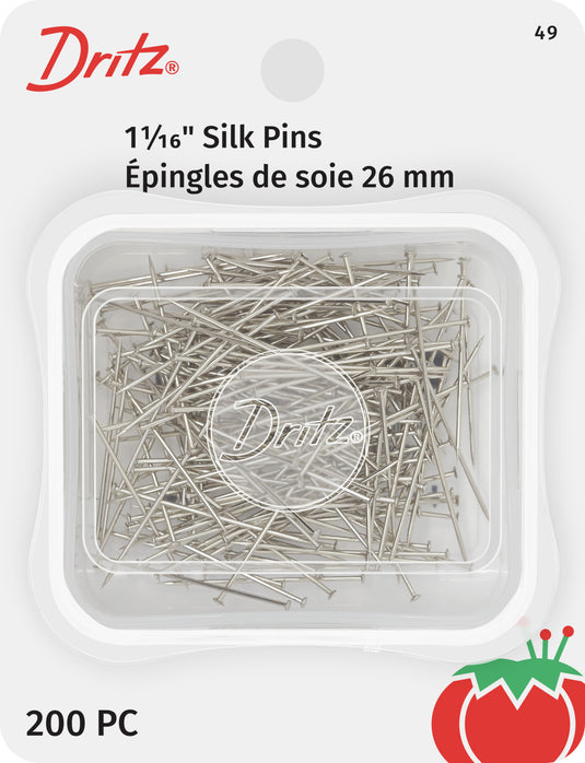 49|Dritz 1-1/16" Silk Pins, Nickel, 200 pc
