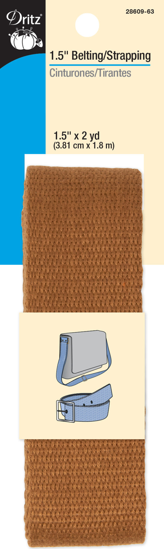 28609-63|Dritz 1-1/2" Polyester Belting & Strapping, Russet Brown, 2 yd