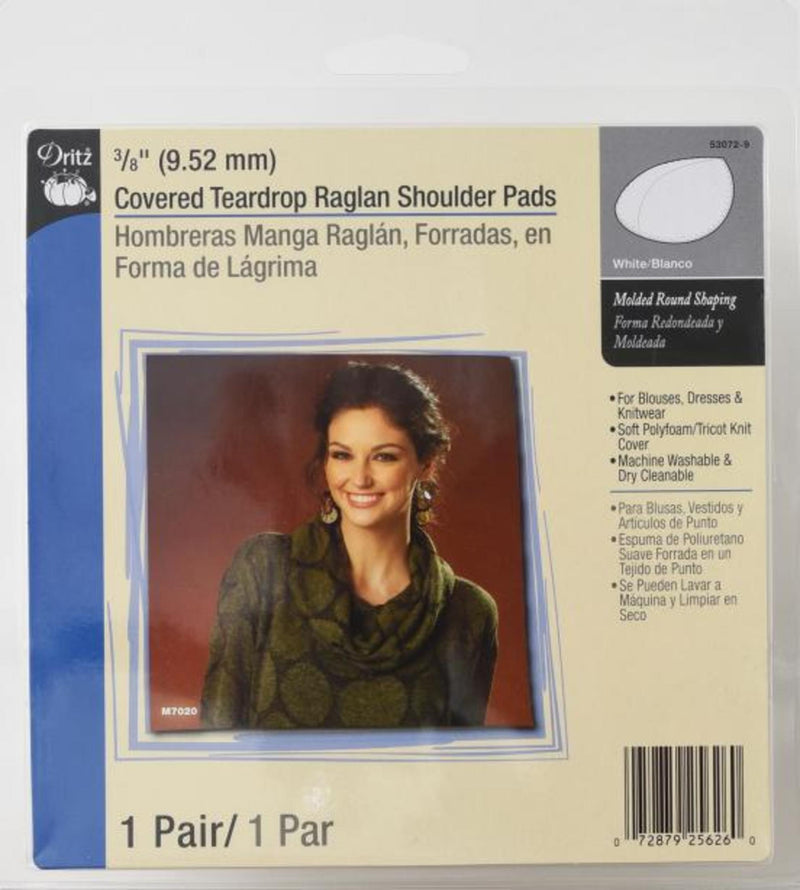 Load image into Gallery viewer, 53072-9|Dritz 3/8" Covered Teardrop Raglan Shoulder Pads, White