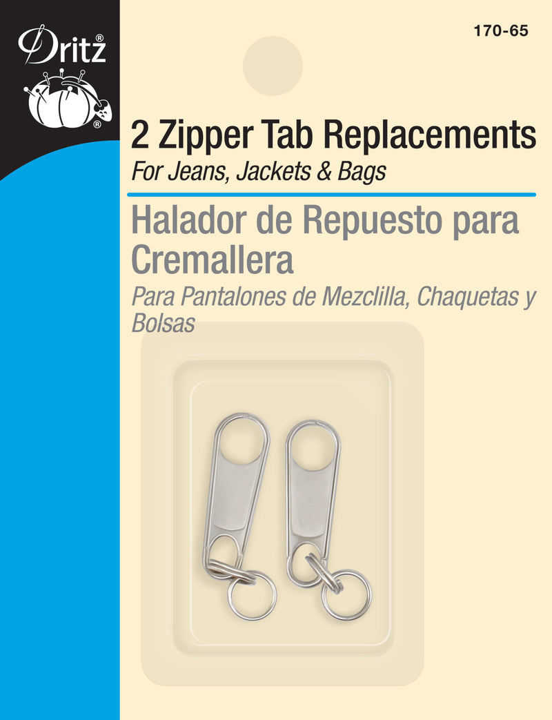 Cargue la imagen en el visor de la galería, 170-65|Dritz Zipper Tab Replacements, Nickel, 2 pc